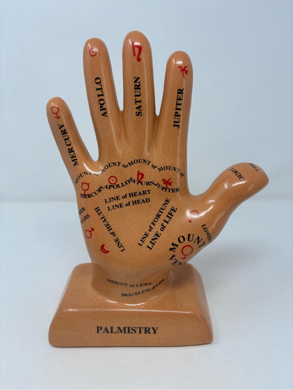 Vintage Palmistry Hand Ceramic Fortune Telling Display